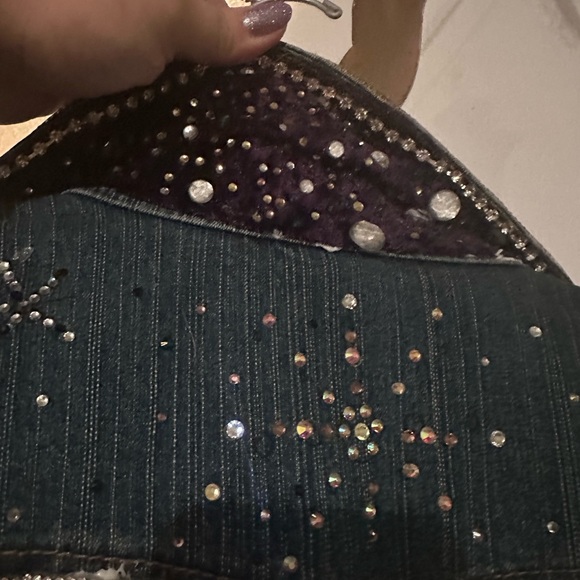 Custom denim rhinestone jacket XL - Picture 4 of 4